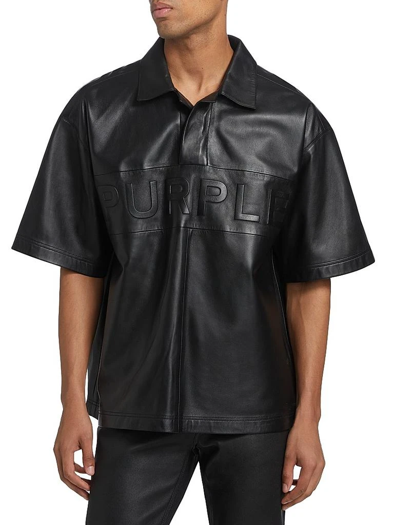 Purple Brand Leather Short-Sleeve Polo Shirt 3