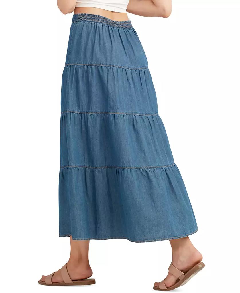BCX Juniors' Denim Tiered Maxi Skirt