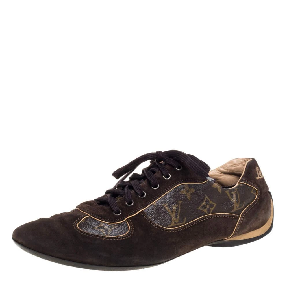 Louis Vuitton Louis Vuitton Brown Monogram Canvas And  Suede Sneakers Size 43.5 1