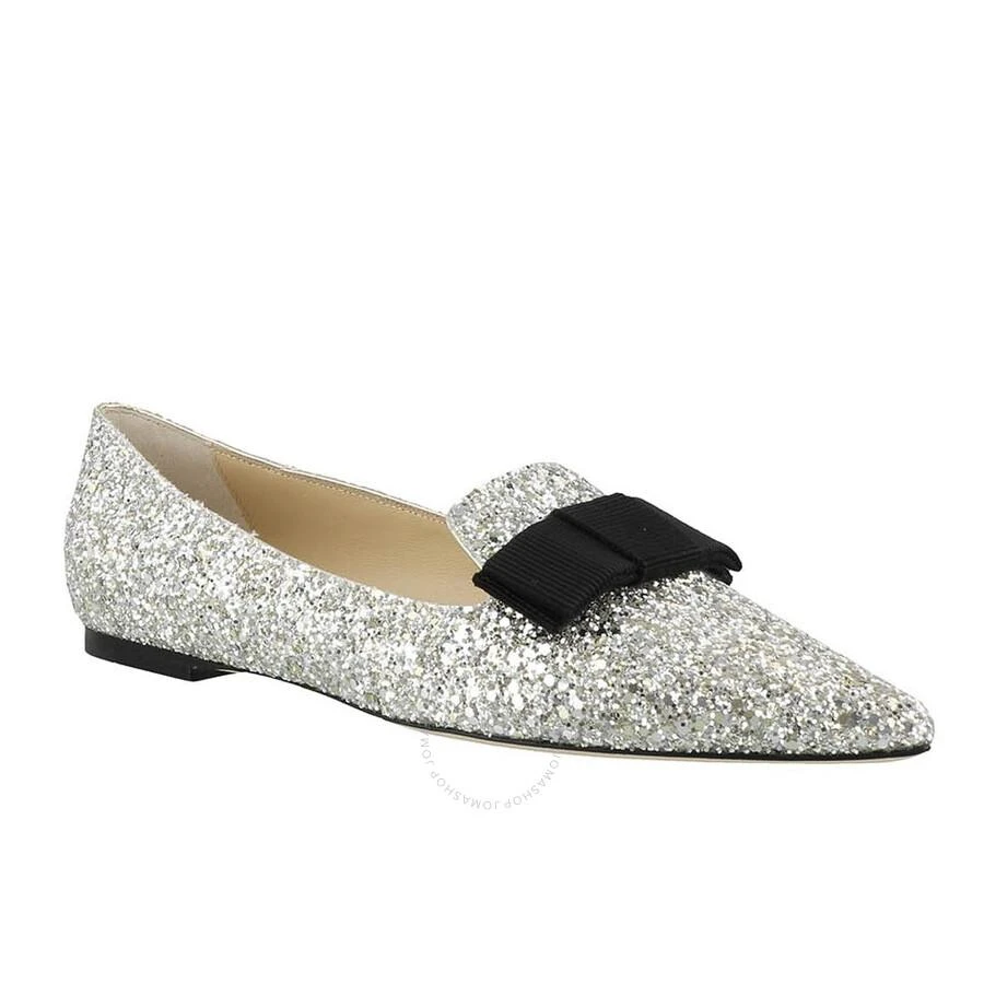 Jimmy Choo Ladies Champagne Gala Coarse Glitter Bow Flats 3