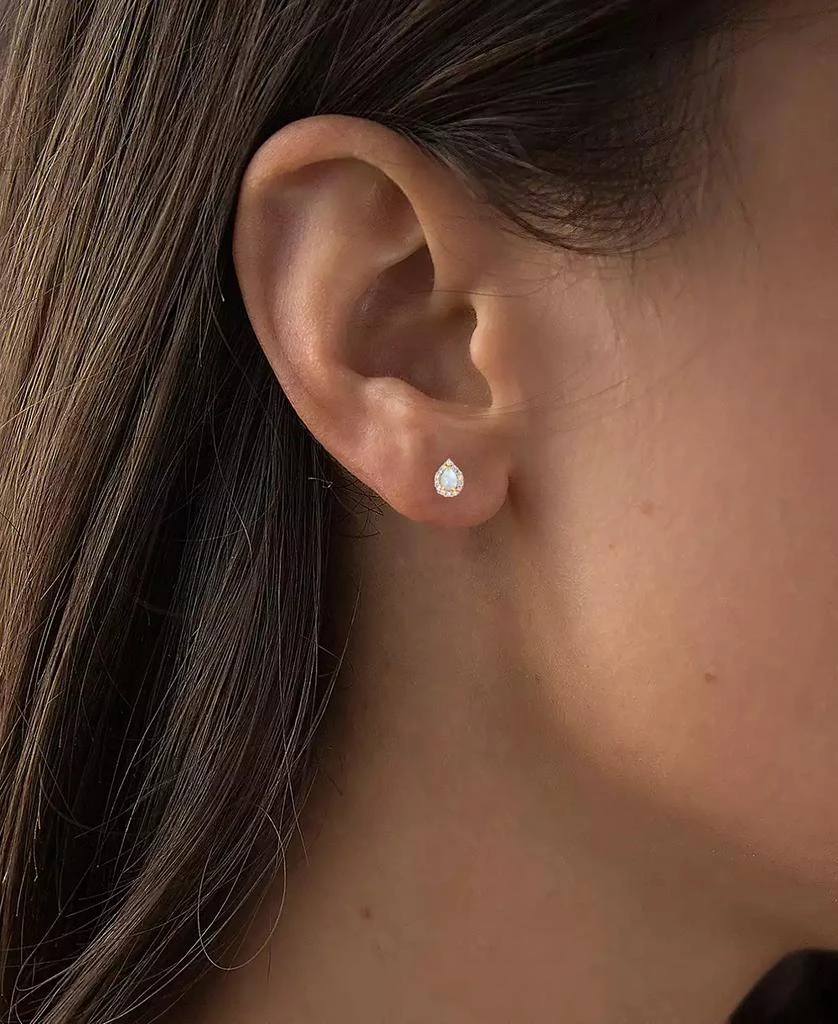 Macy
s Lab-Grown Opal (1/10 ct. t.w.) 
Lab-Grown White Sapphire (1/6 ct. t.w.) Pear Halo Stud Earrings 2