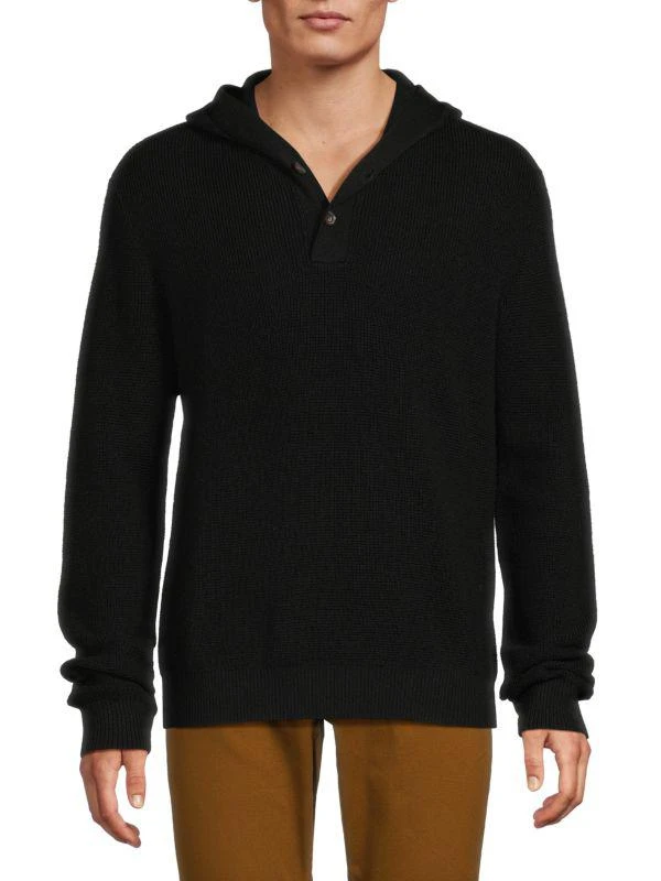 Bruno Magli Merino Wool Knit Henley Hoodie 1