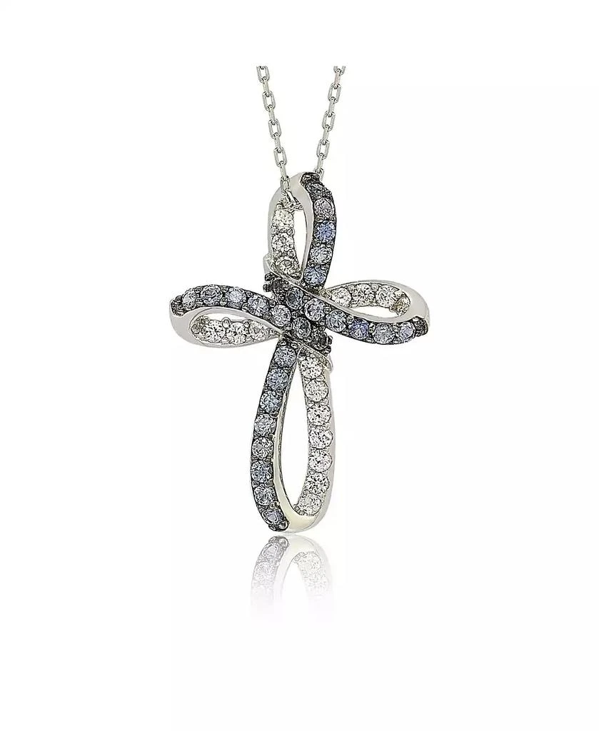 Suzy Levian New York Suzy Levian Sterling Silver Sapphire 
Created White Sapphire Cross Pendant