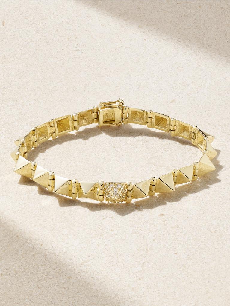 Anita Ko Small Spike 14k 黄金钻石手链