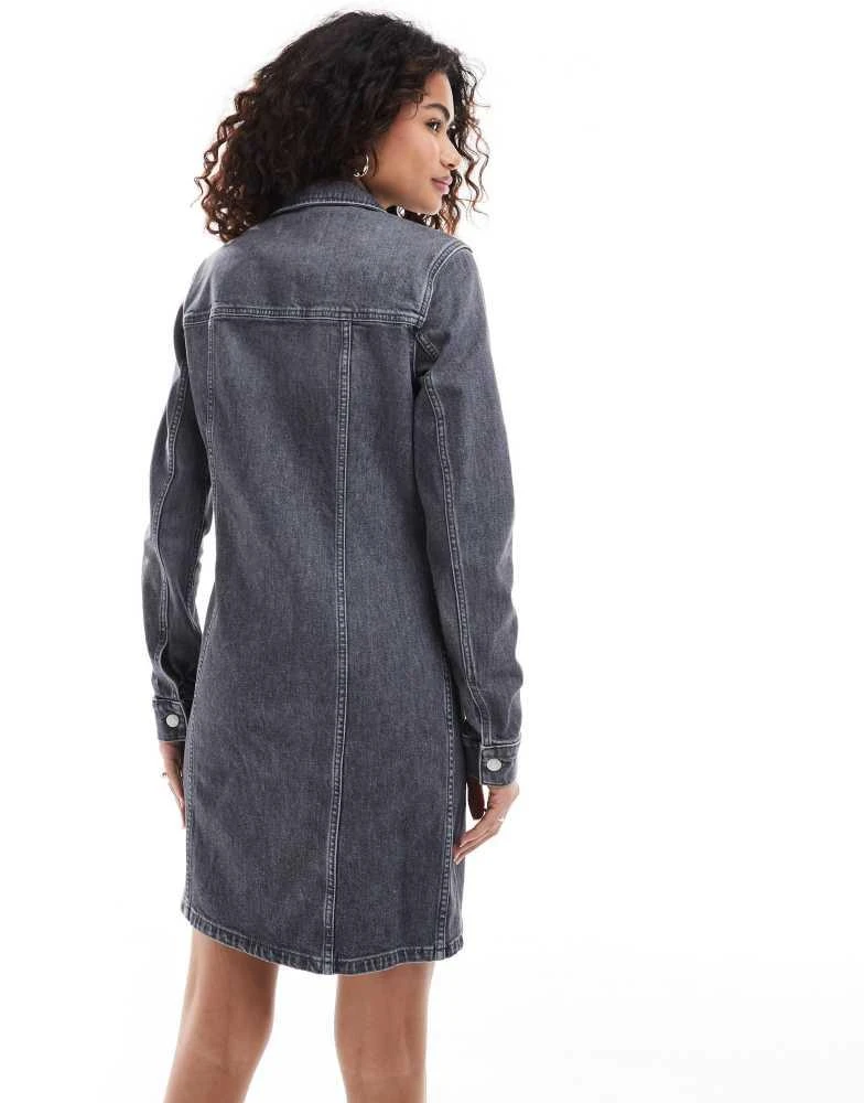 Calvin Klein Calvin Klein Jeans zip through denim mini dress in grey 4