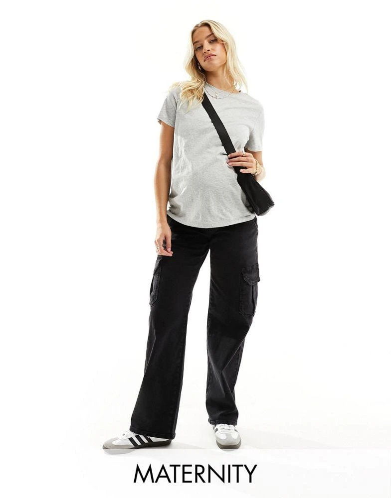 Mama.licious Mamalicious maternity wide leg cargo jean in black 1