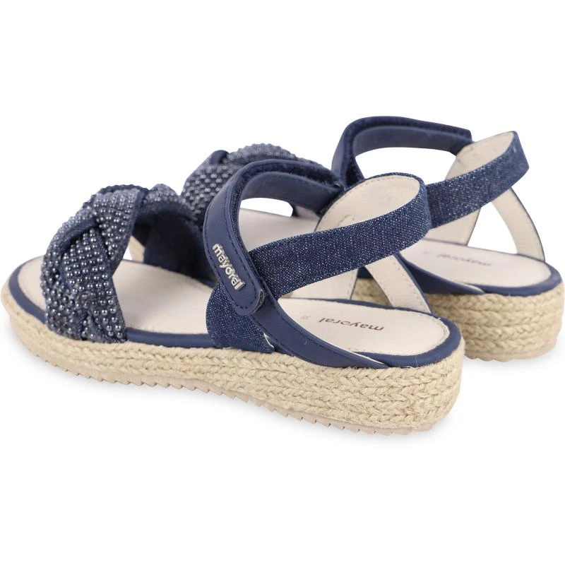 Mayoral Braided design studded velcro strap sandals in navy 2