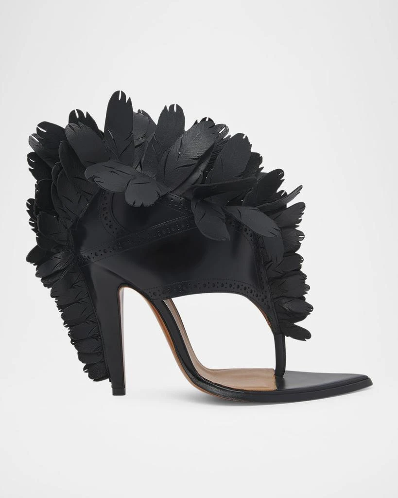 McQueen Leather Feather Thong Sandals 1