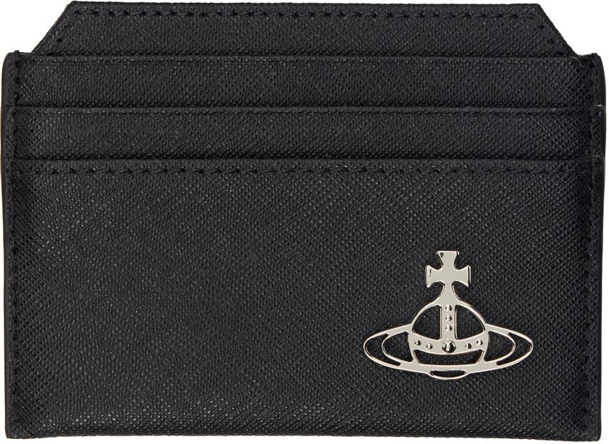 【VIVIENNE WESTWOOD】Women's Saffiano Flap Card Holder Slim Flap Card Holder in BLACK | Vivienne Westwood®