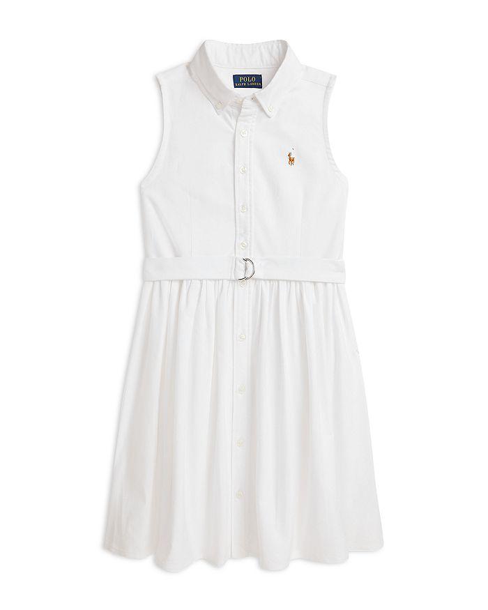 Polo Ralph Lauren Girls' Belted Cotton Oxford Shirt Dress - Little Kid, Big Kid