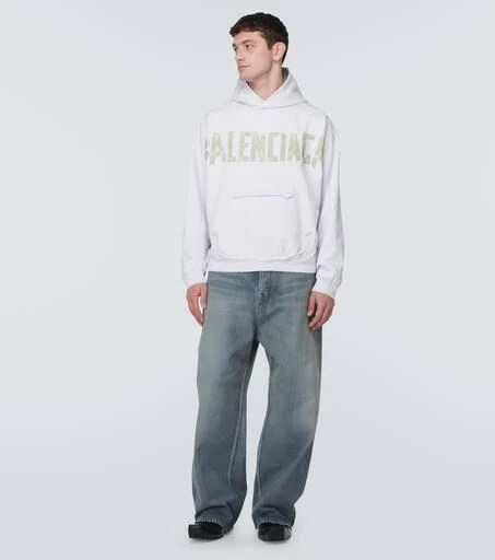Balenciaga Tape Type Ripped cotton fleece hoodie 2