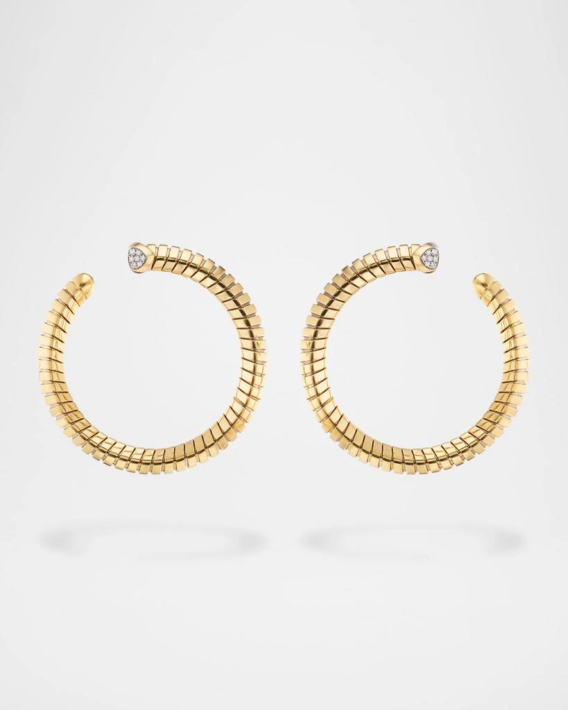 MARINA 18K Yellow Gold Trisolina Diamond Hoop Earrings 1