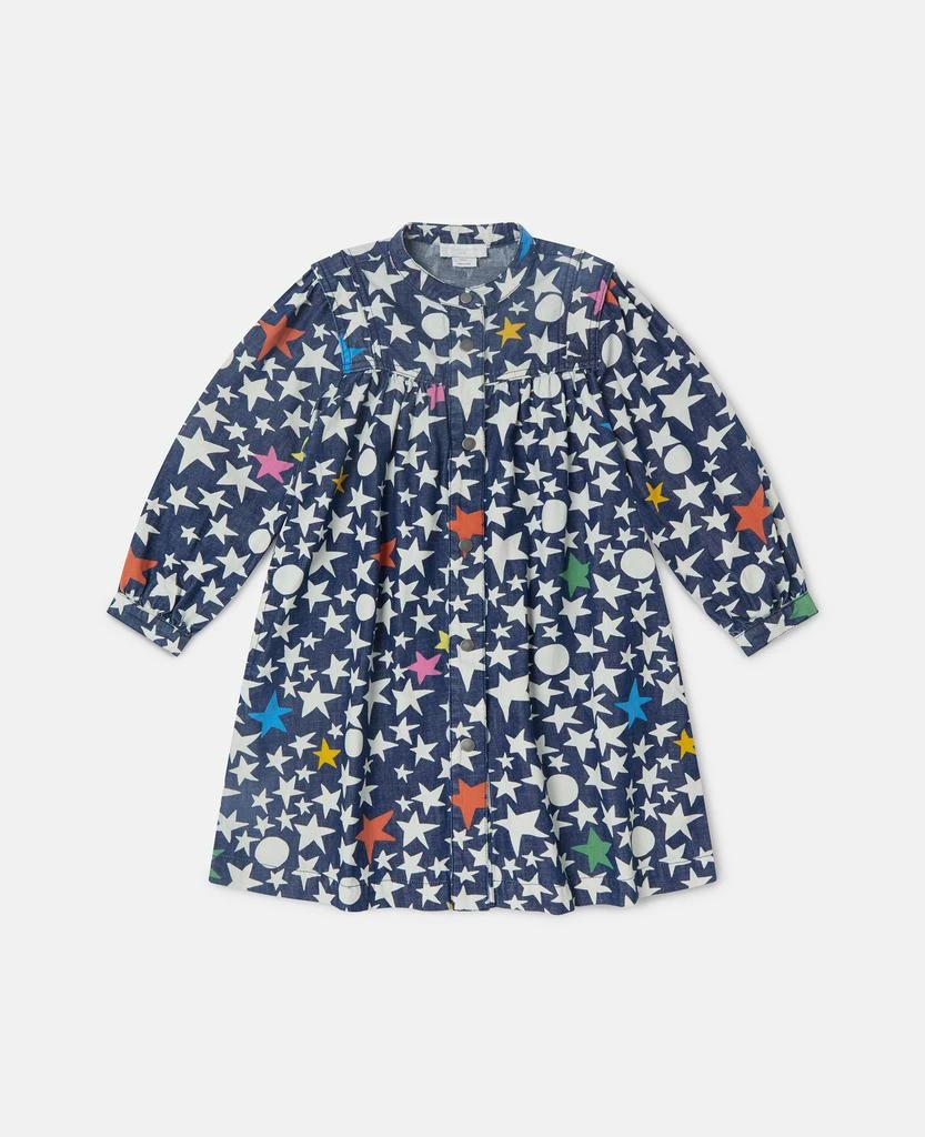 Stella McCartney Stella McCartney - Star Print Long-Sleeve Dress, Multicolour/Blue, Size: 8 1