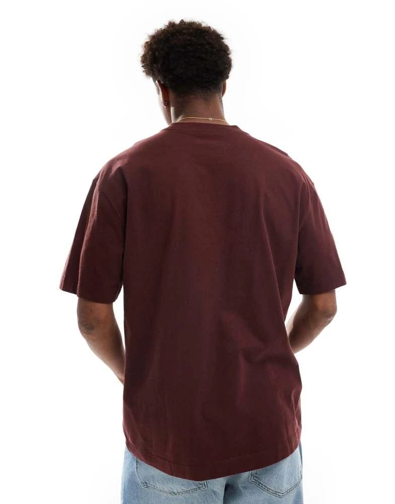 HOLLISTER Hollister multi colour logo heavyweight boxy fit t-shirt in brown 2
