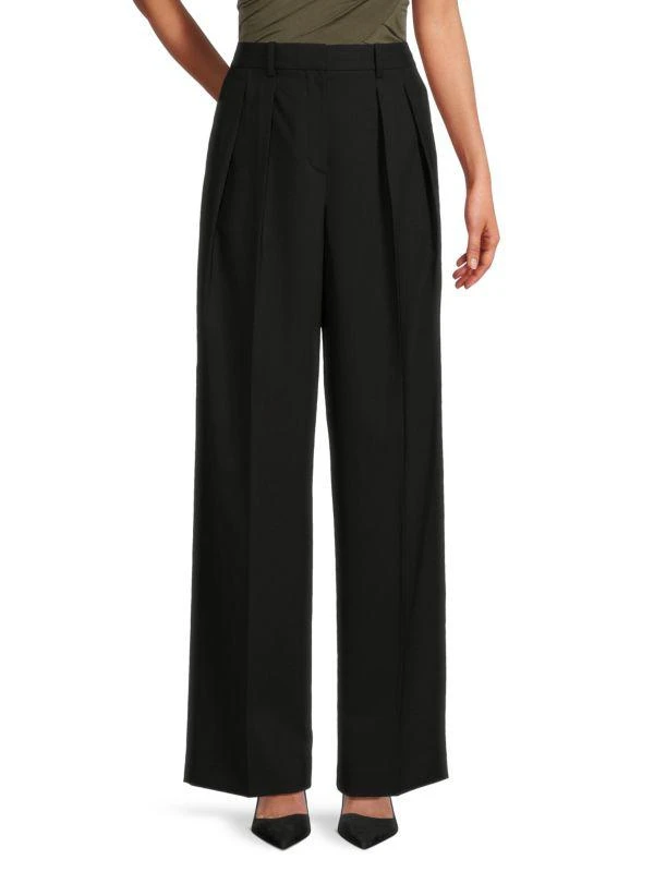 Theory Pleated Virgin Wool Blend Pants 1