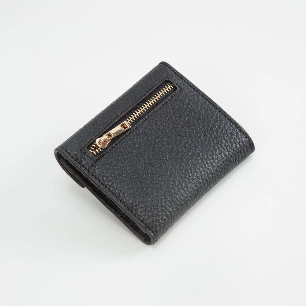 FASHNZFAB Metal Deco Accent Faux Leather Compact Fold Wallet 4