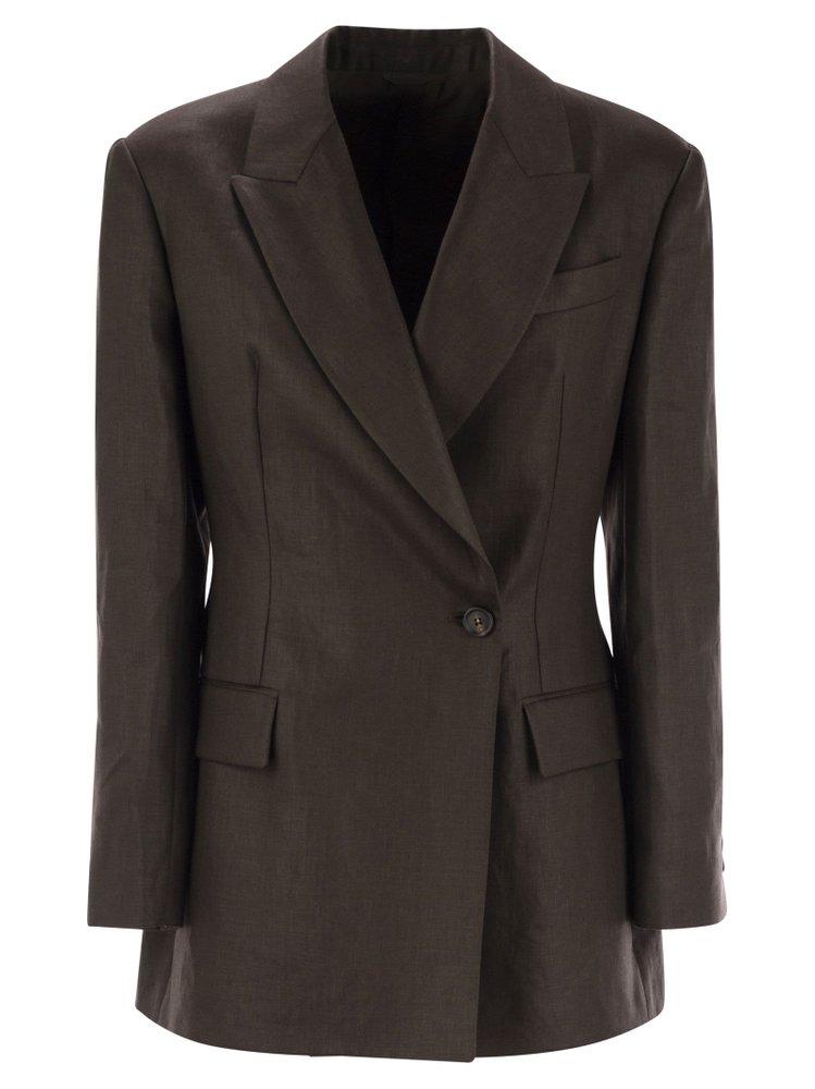 Brunello Cucinelli Brunello Cucinelli Embellished Polished Twill Blazer