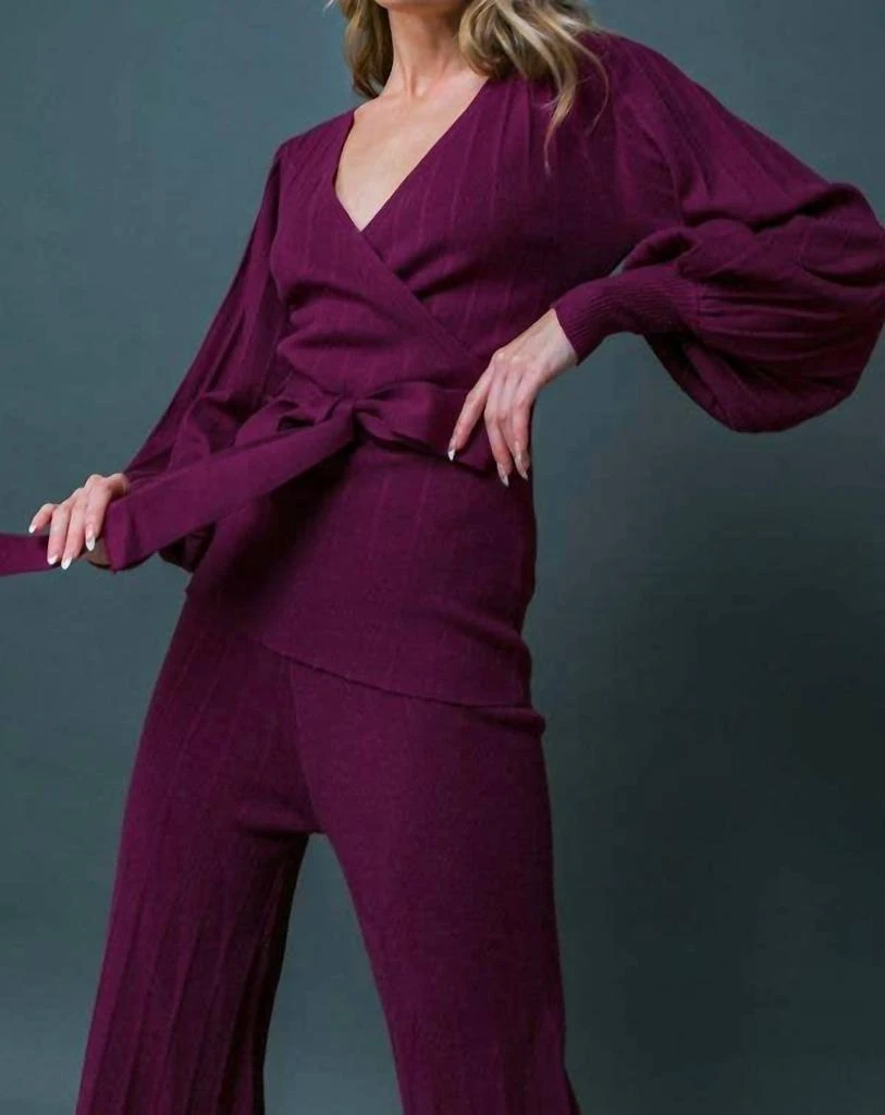 FLYING TOMATO Flying Tomato - Sweater Knit Top And Pant Set 2