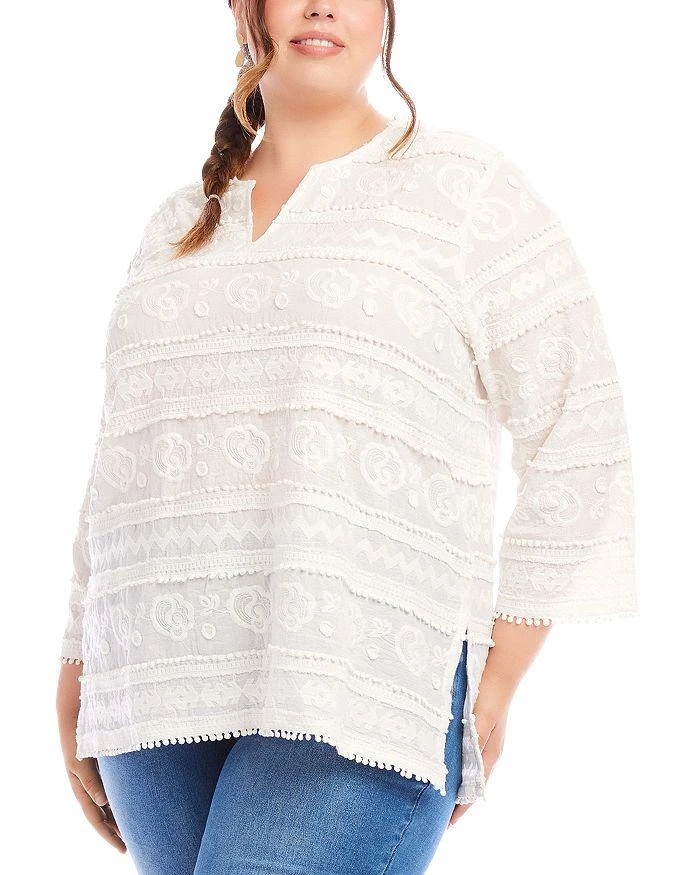 Karen Kane Plus Size Three Quarter Sleeve Embroidered Tunic 3