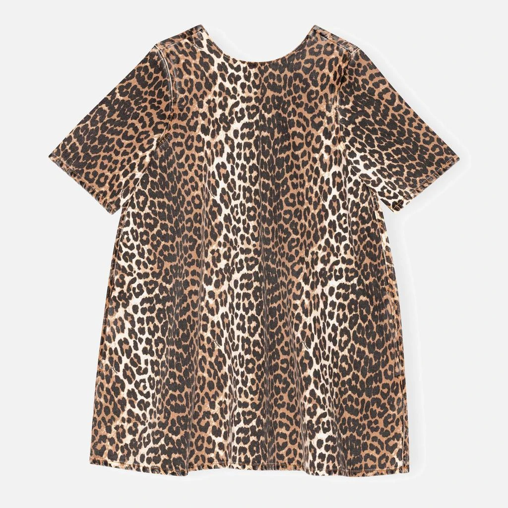 Ganni Leopard-Print Denim Open-Back Mini Dress 1