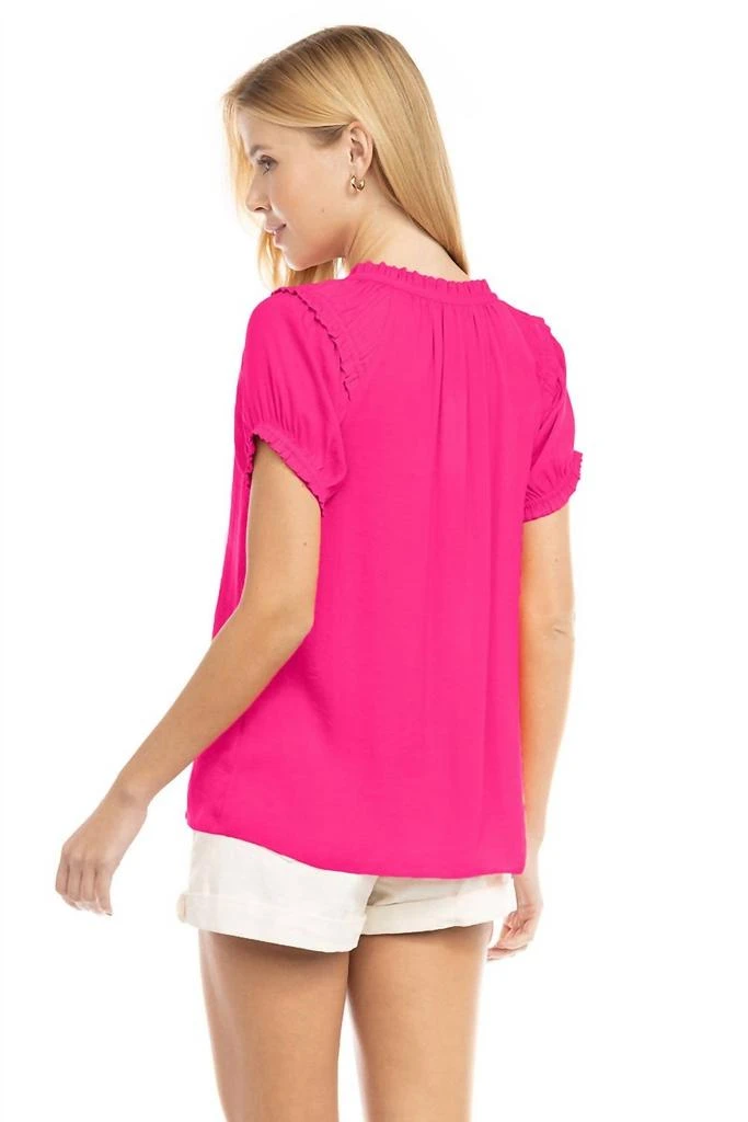 Naked Zebra Harlone Frill Top In Hot Pink 3