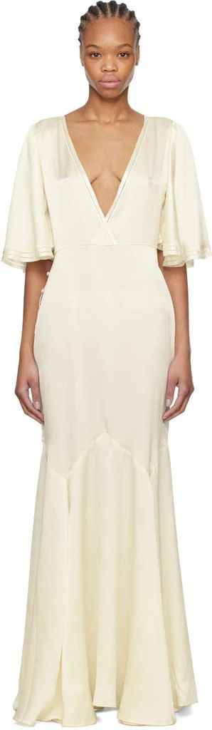 BODE Off-White Satin Claret Maxi Dress 1