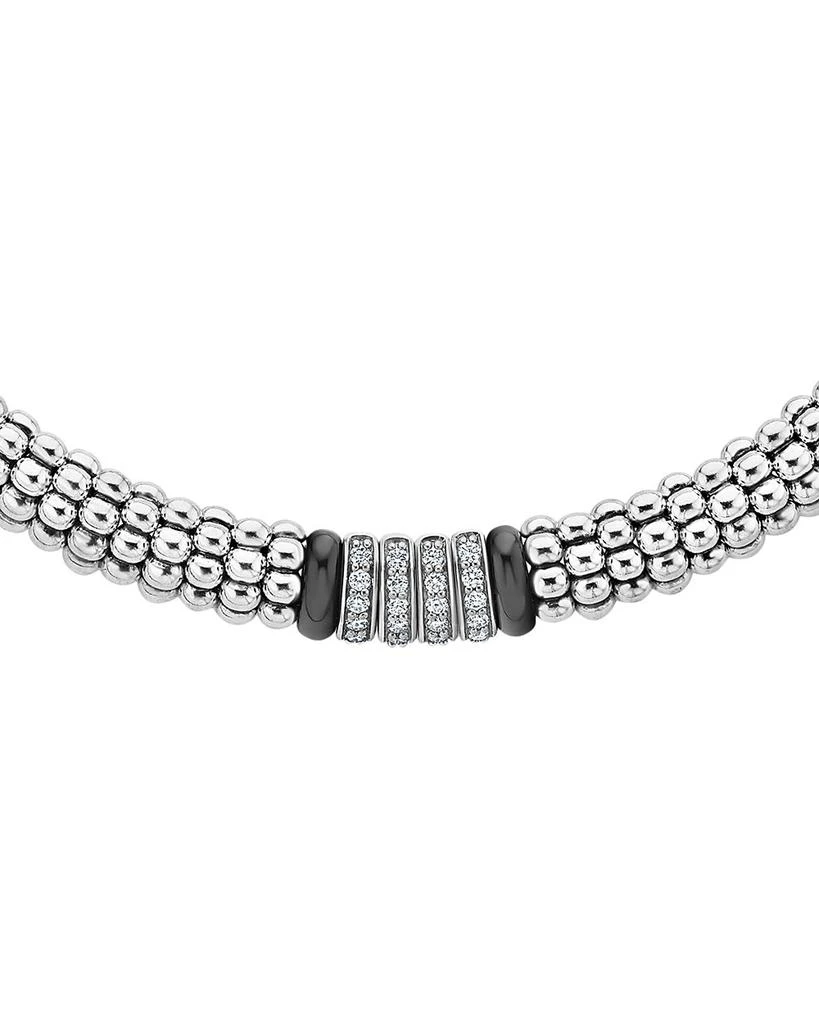 LAGOS Sterling Silver Black Caviar Diamond & Ceramic Station Necklace, 16" 1