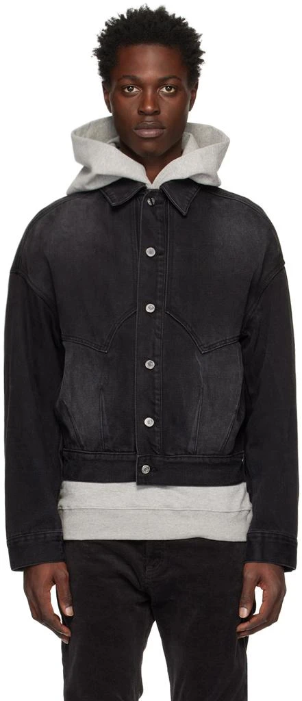 We11done Black Relaxed-Fit Denim Jacket