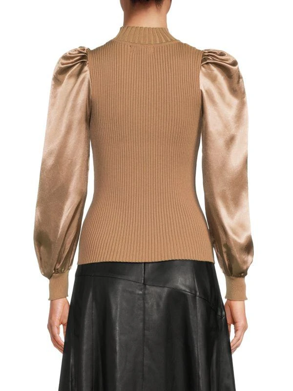Lea & Viola Mixed Media Puff Sleeve Top 2