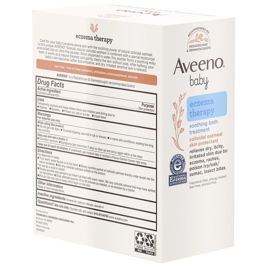 Aveeno Baby Eczema Therapy Soothing Bath Treatment, Oatmeal Fragrance-Free, Single Use Packets 5