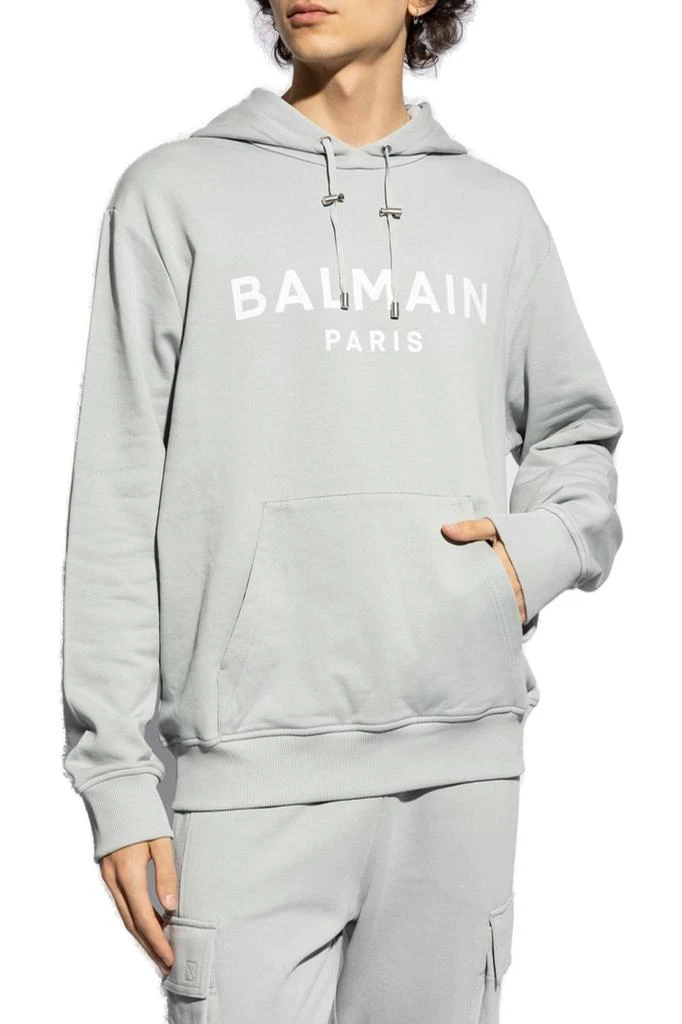 Balmain Logo Printed Drawstring Hoodie – On Sale Now with Up to 48