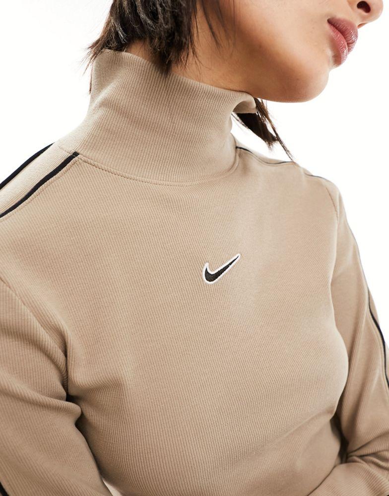 Nike Nike Streetwear mock neck long sleeve in beige and black