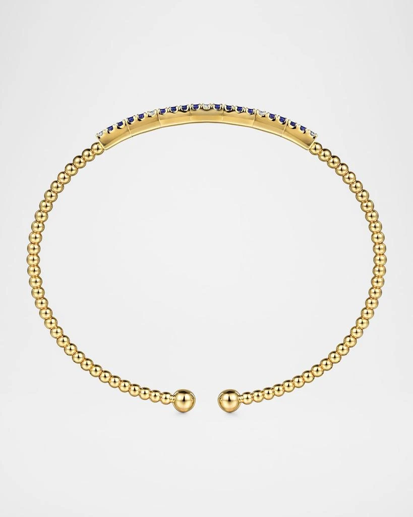 Gabriel 
Co 14K Yellow Gold Bujukan Diamond and Blue Sapphire Split Bangle 4