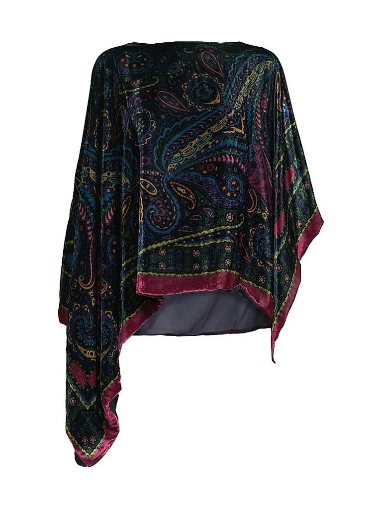 ETRO Paisley Velvet Asymmetric Poncho