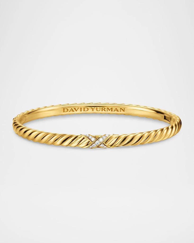 David Yurman Sculpted Cable X Bracelet with Diamonds in 18K Gold, 4.6mm 6