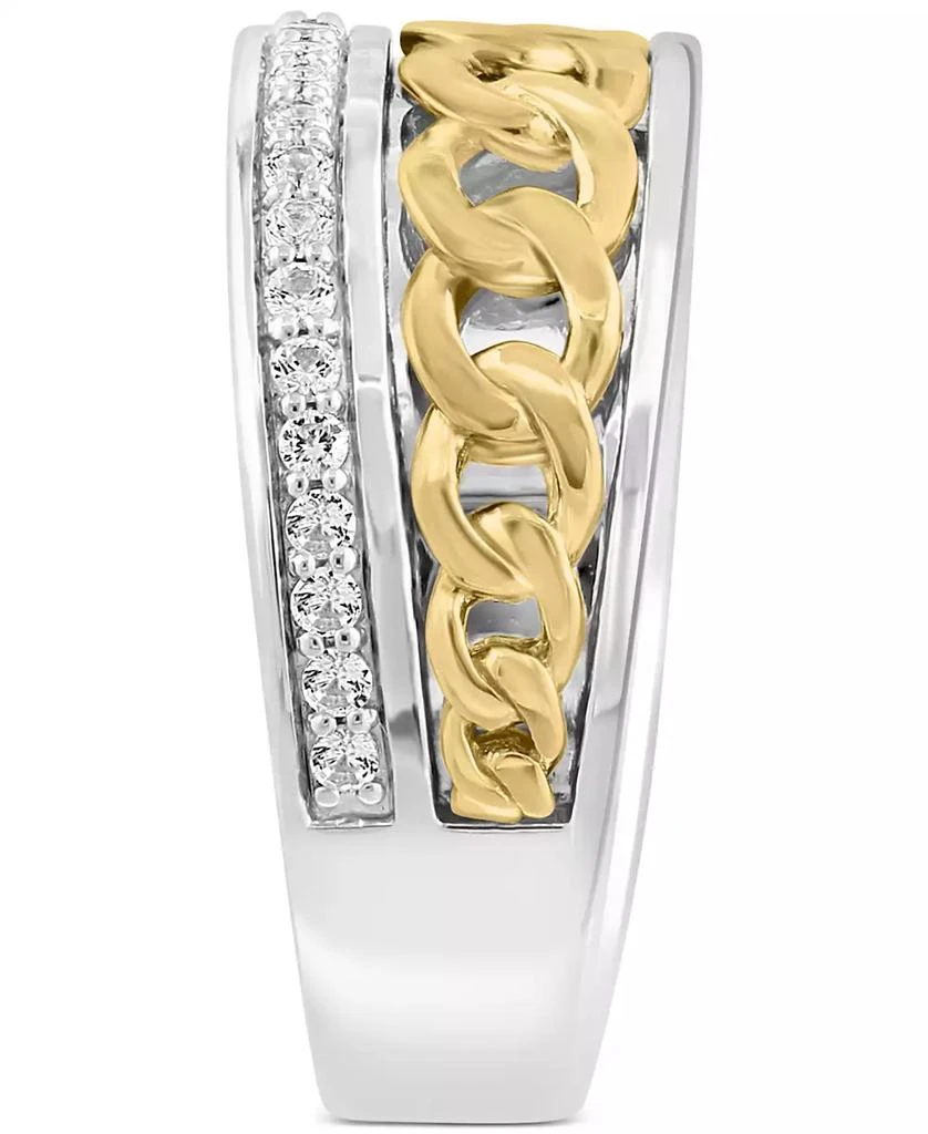 EFFY Collection EFFY® Men's White Sapphire Chain Link Ring (1/2 ct. t.w.) in Sterling Silver and 14k Gold-Plate 3