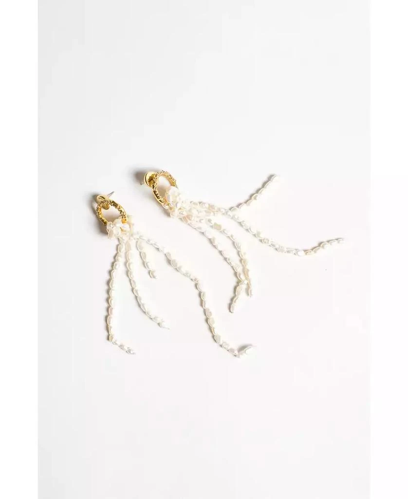 Classicharms Nina Gold Hoop Bead Pearl Tassel Earrings