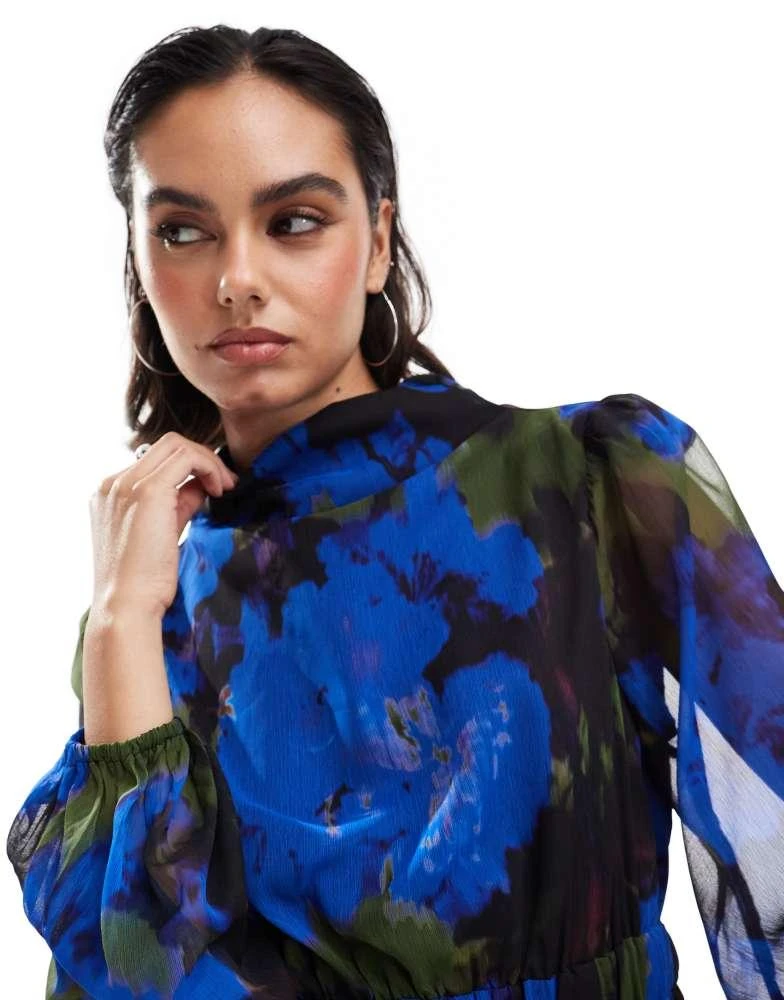hope and ivy blue floral dress Hope & Ivy Briony Wrap Dress Green and Blue