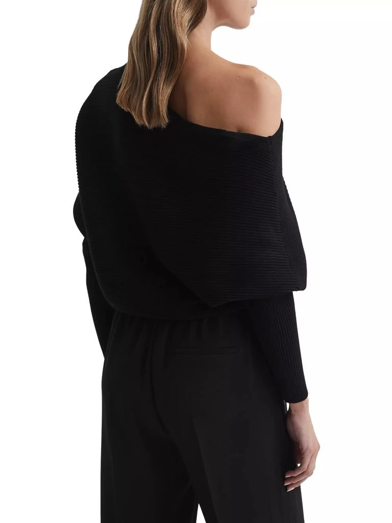 REISS Lorna Ribbed One-Shoulder Sweater 4