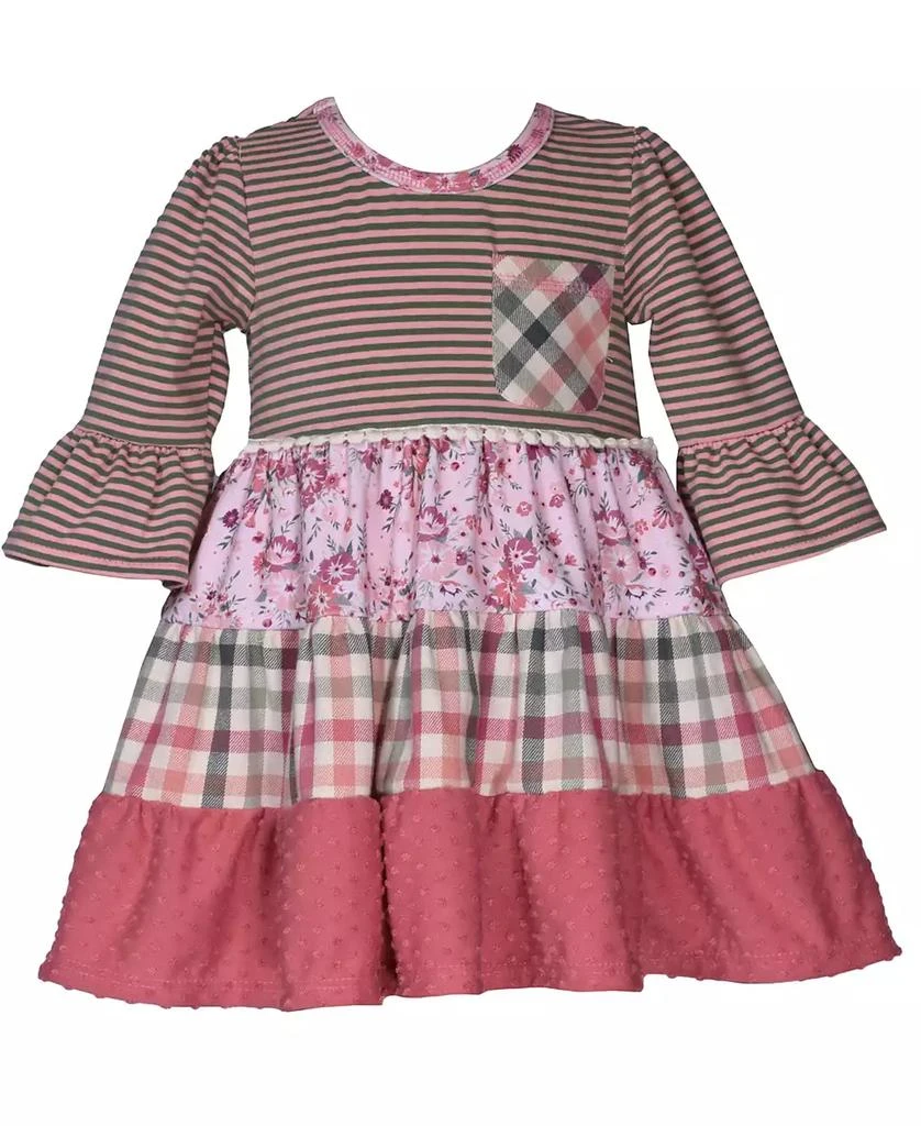Bonnie Jean Little Girls Long Sleeved Mixed Print Tiered Dress 1
