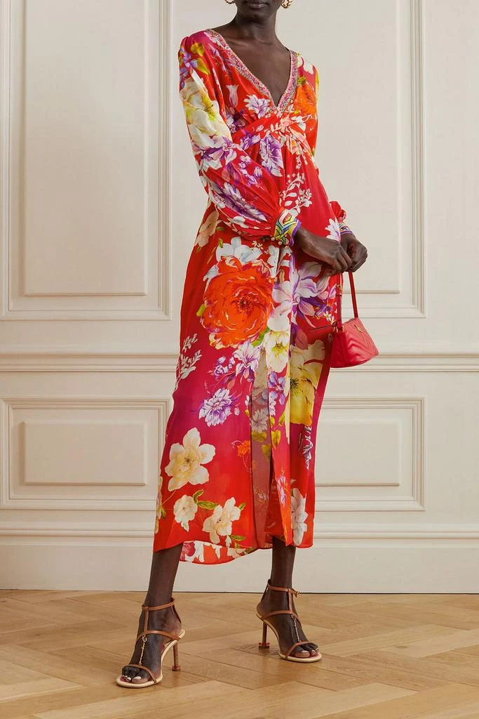 Camilla Twist-front crystal-embellished floral-print silk crepe de chine dress 2
