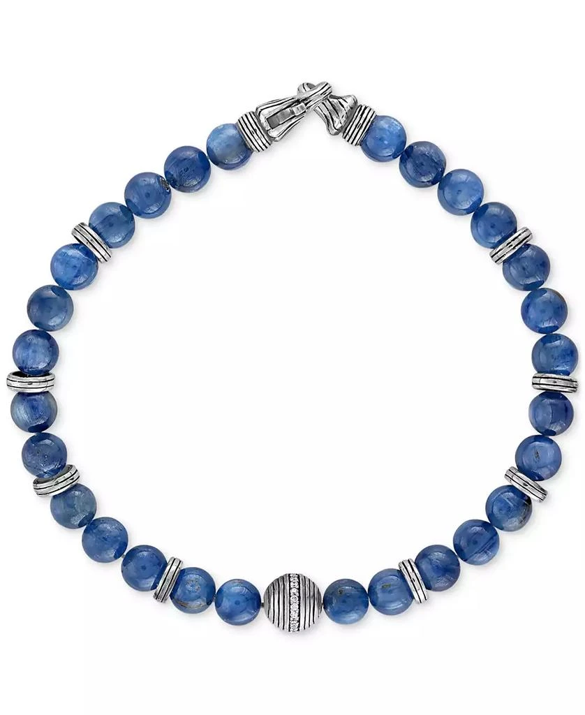 Esquire Men's Jewelry Kyanite & Diamond (1/10 ct. t.w.) Bead Bracelet in Sterling Silver, Exclusively at Macy's 3