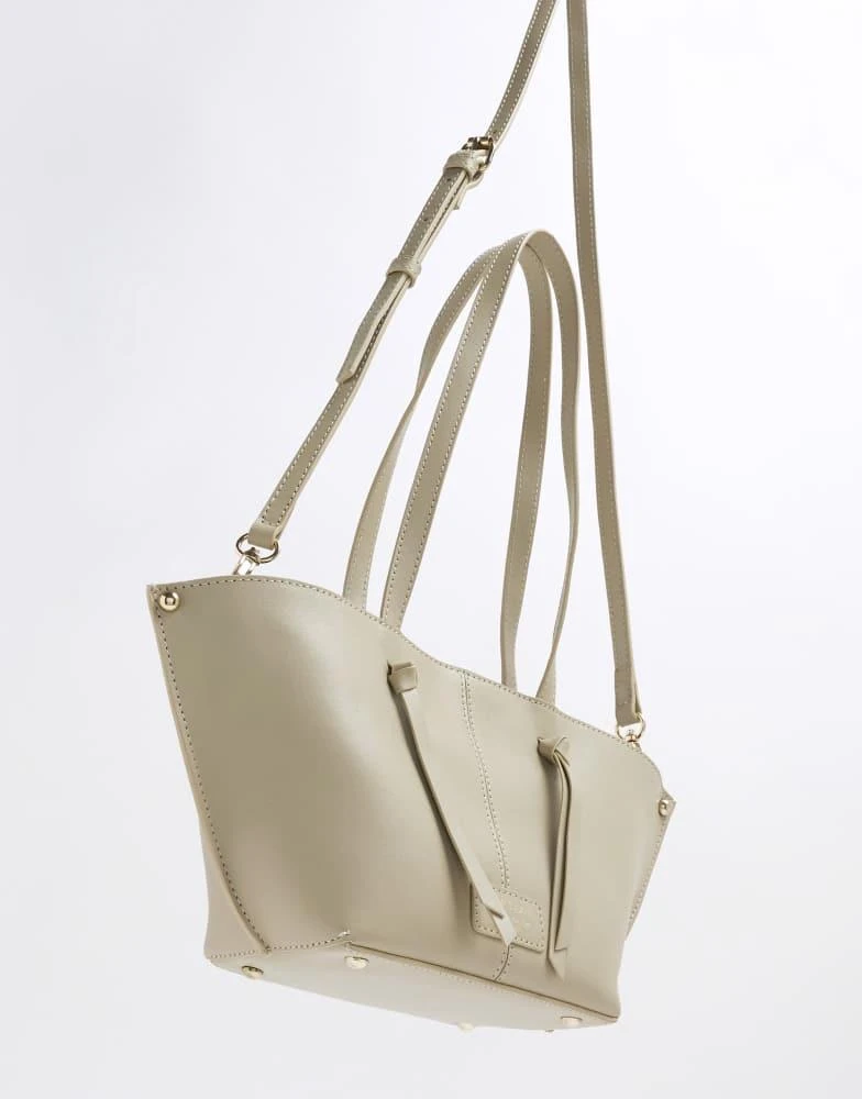 River Island River Island leather tote bag in cream 4