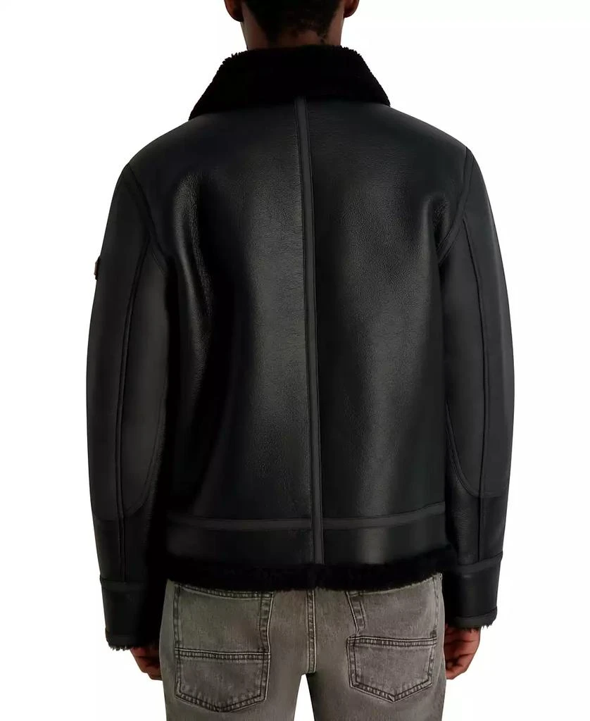 Karl Lagerfeld Paris Men
s Faux Leather Sherpa Lined Collared Jacket 5