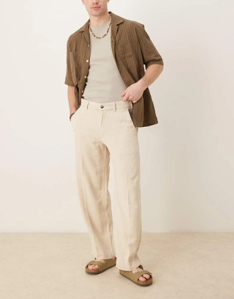 Abercrombie & Fitch baggy linen blend pants in beige-Neutral Abercrombie & Fitch baggy linen blend pants in beige-Neutral