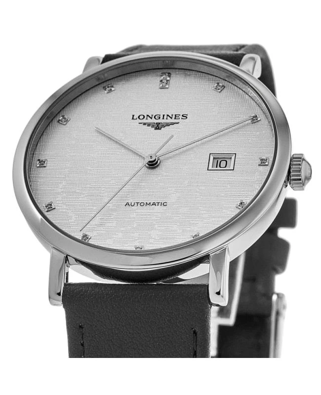 Longines Longines Elegant Collection Silver Diamond Dial Leather Strap Women's Watch L4.911.4.77.2 2