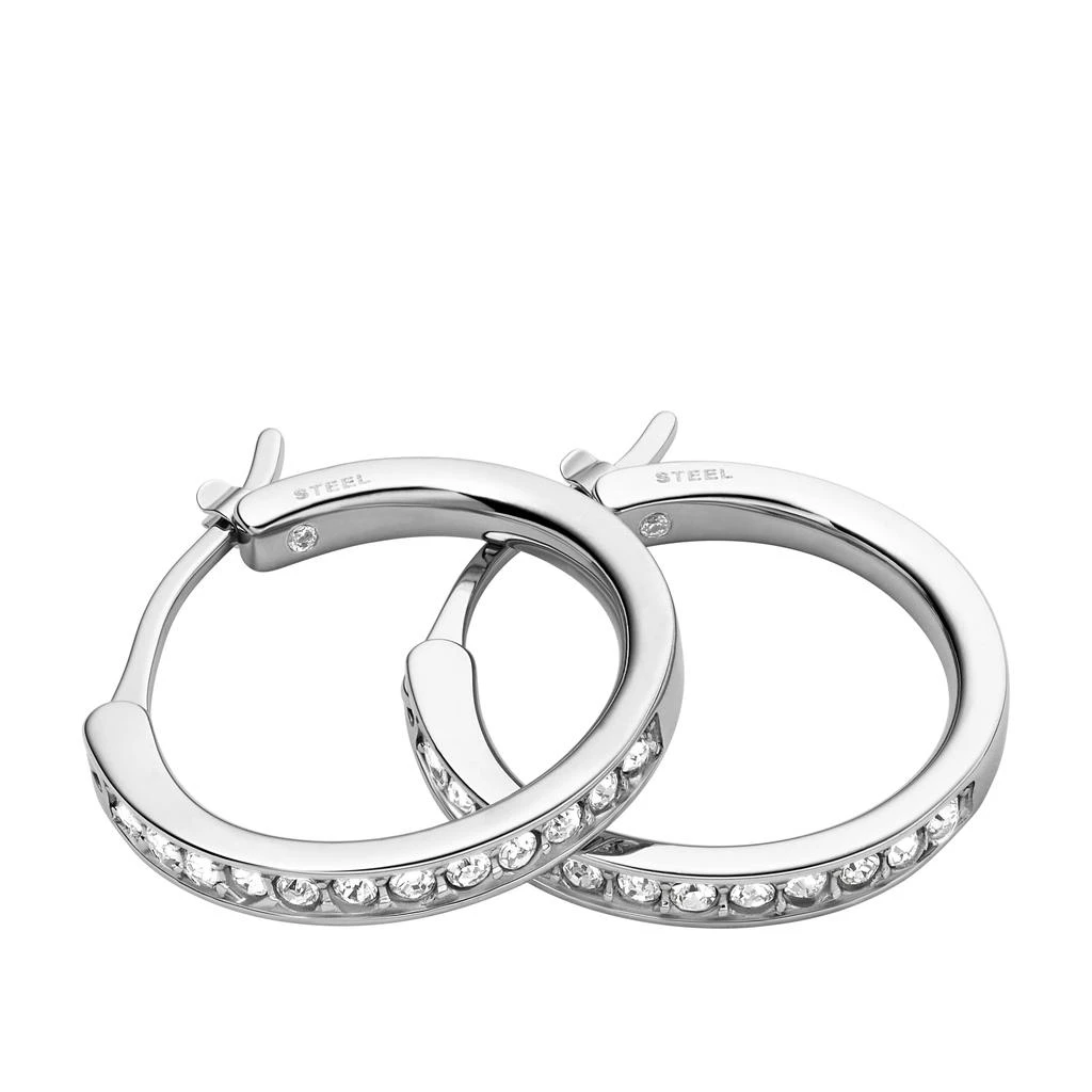 Fossil Narrow Women
s Silver Stainless Steel Hoop Earring 2