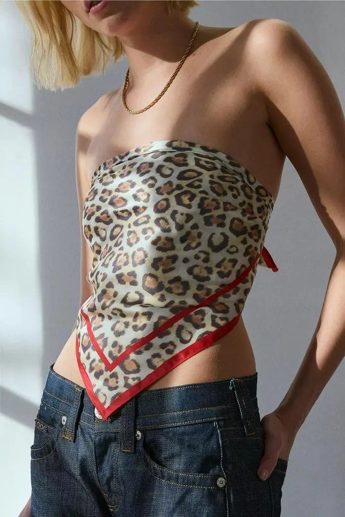 Urban Outfitters Leopard Print Satin Bandana
