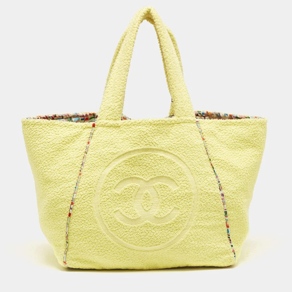 Chanel Chanel Yellow Terry Cloth CC Beach Tote w/Towel Set 1