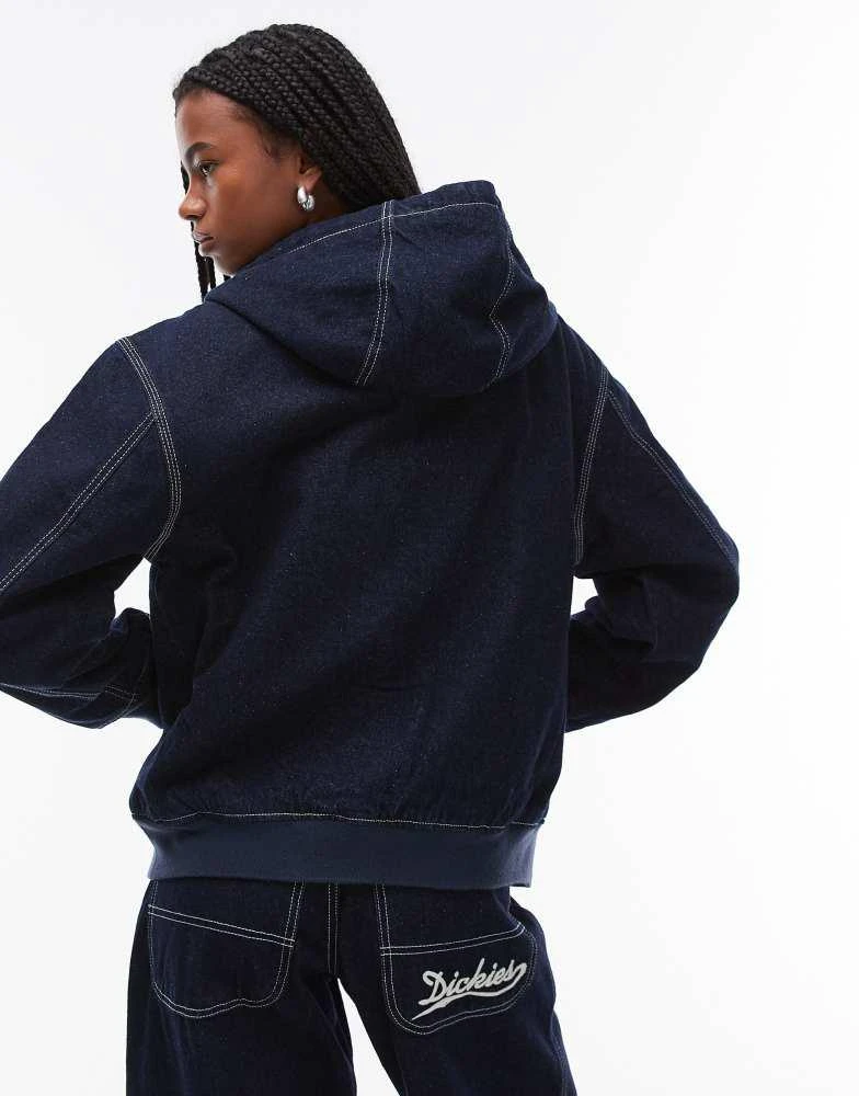 DICKIES Dickies Loose Wave hooded denim jacket in rinsed dark blue 3